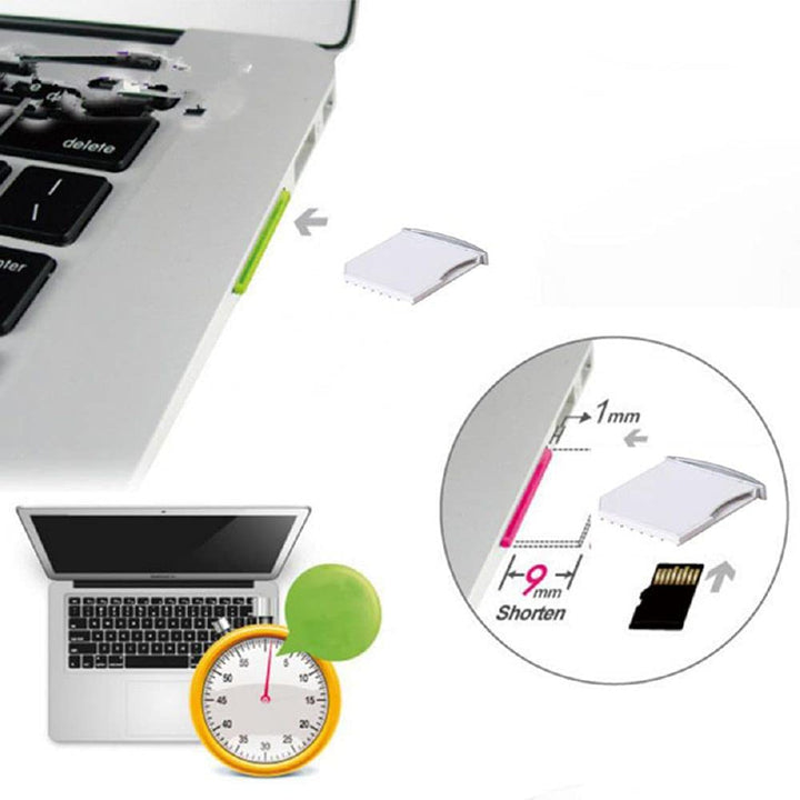 Micro SD TF to SD Card Kit Mini Adaptor for Extra Storage Air/Pro/Retina White