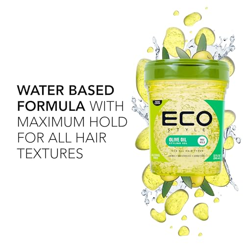 Ecoco Gel Olive Oil - 100% Pure Olive Oil - Adds Shine And Tames Split Ends - Weightless Style - Nourishes And Repairs - Adds Moisture To The Scalp - Superior Hold - Healthy Shine - 32 Oz