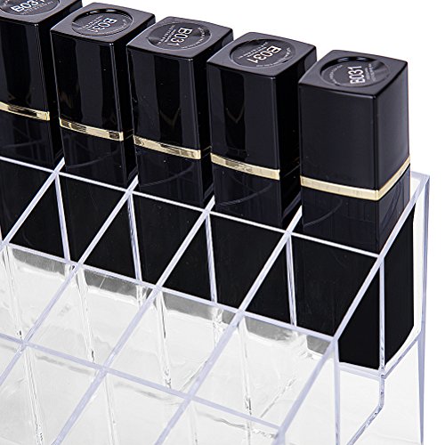 Lipstick Holder, 40 Spaces Clear Acrylic Lipstick Organizer Display Stand Cosmetic Makeup Organizer for Lipstick, Brushes, Bottles, and More