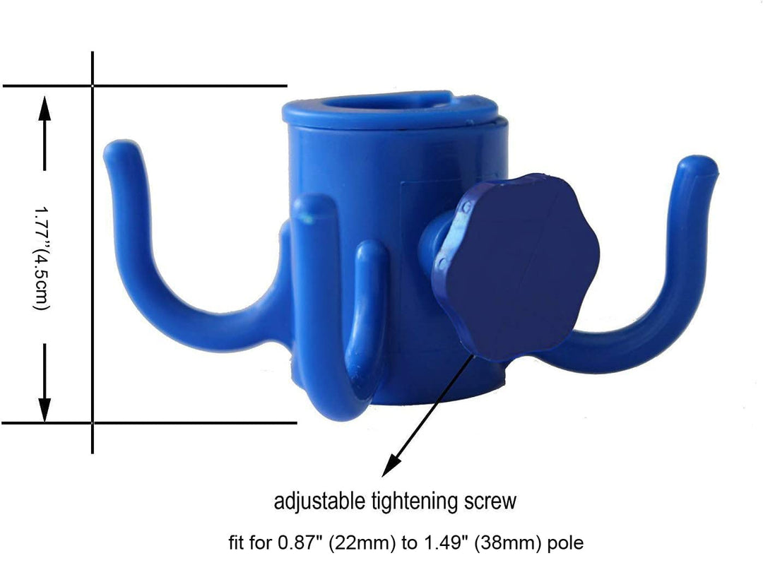 Beach Umbrella Hanging Hook,4-prongs Plastic Umbrella Hook Hanging for Towels /Hats/Clothes/Camera/Sunglasses/ Bags,Fit for Beach,Camping Trips Blue