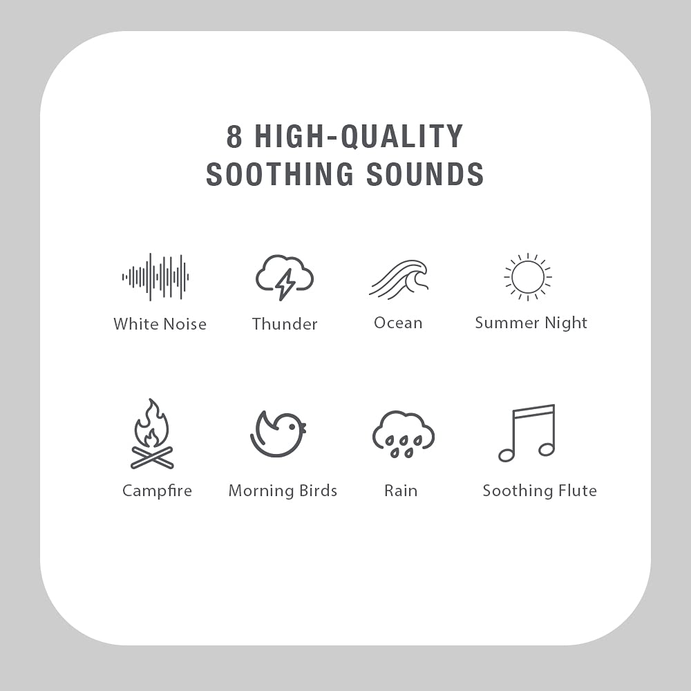 White Noise Sound Machine Mixer, Layer and Mix 8 Soothing Sounds and 7 Night-Light Colors, Rechargeable Small Travel Sound Machine, Auto-Off Timer