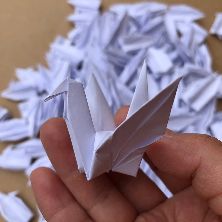 100PCS 3.94 Premade White Origami Cranes For Wedding Party Favor Table Centerpieces Decorations DIY Crane Bird Garlands Birthday Baby Shower Party Supplies
