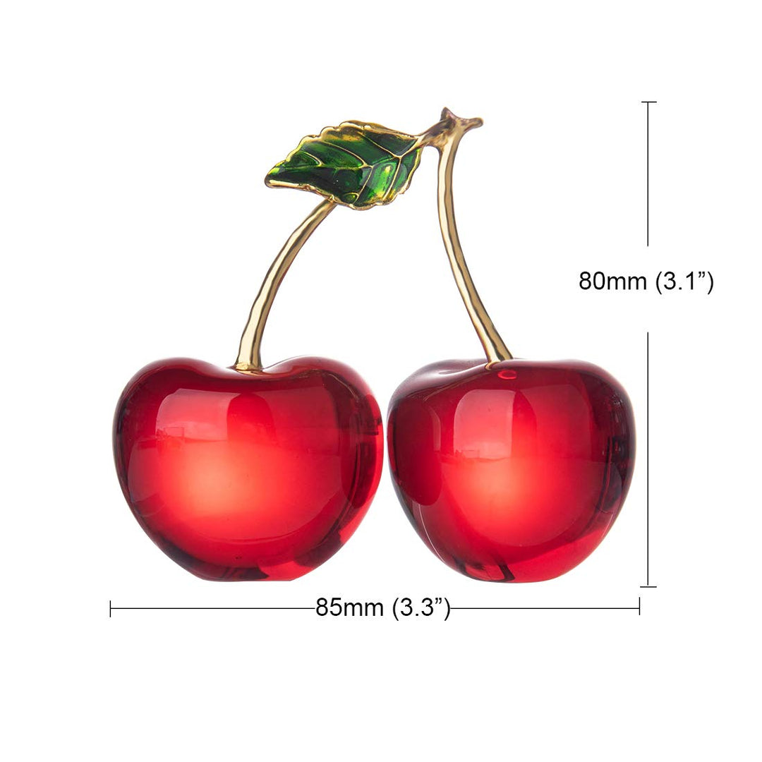 Crystal Cherry Figurine Glass Fruit Status Paperweight Home Decor Ornaments Tabletop Centerpiece