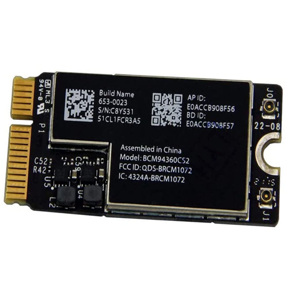 BCM94360CS2 Wifi Bluetooth Airport Wireless Card Replacement for MacBook Air 11 A1465 (2013, 2014, 2015) 13 A1466 (2013, 2014, 2015, 2017) (661-7465, 661-7481, 653-0023)