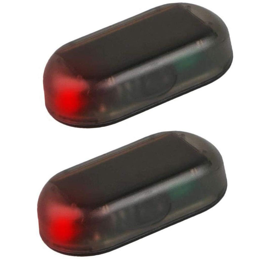 2pcs Car Solar Power Simulated Dummy Alarm Warning Anti-Theft LED Flashing Security Light Fake Lamp (Blue + Red)