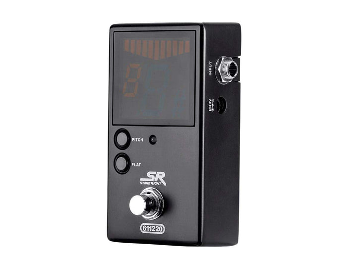 Chromatic Pedal Tuner - Black, Normal & True-Bypass Outputs, Easy to Tune Your Bass & Guitars - Stage Right Series