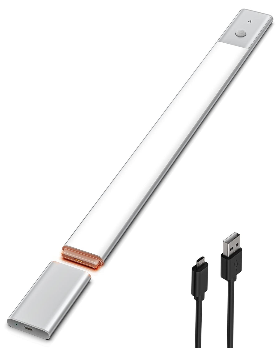 Under Cabinet Lighting, Rechargeable 2200mAh Detachable Battery, 76 LED Dimmable Closet Lights, 3 Color Temps, Wireless Motion Sensor Light for Kitchen, Stairway, Wardrobe