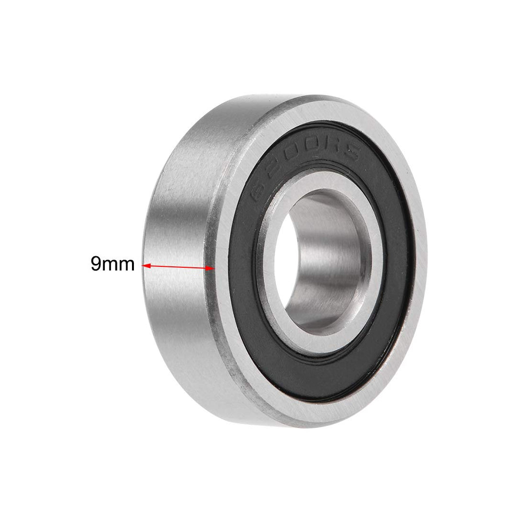 6200/12-2RS Deep Groove Ball Bearings 12mm x 30mm x 9mm Double Sealed Chrome Steel P0(ABEC1) 4pcs