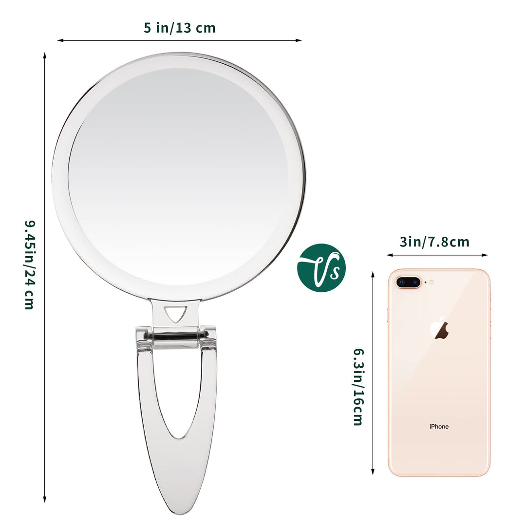 Hand Mirror, 1X/20X Magnifying Handheld Mirror, Portable Travel Folding Hand Held Mirror,Double Sided Makeup Mirror for Girl