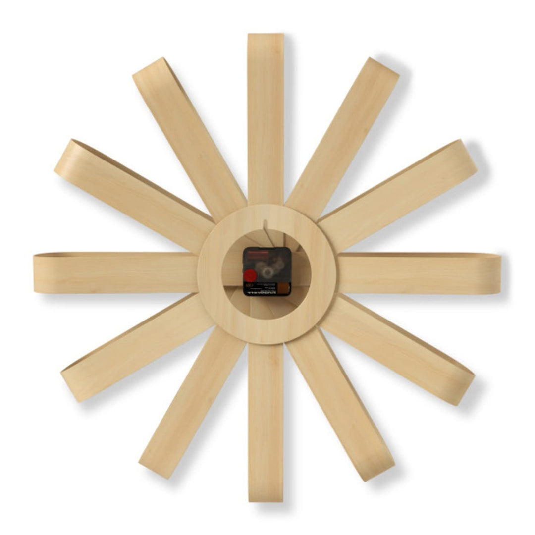 Ribbonwood, Large Modern Wall Clock, Battery Operated, Silent, Non Ticking, Unique, Natural Wood