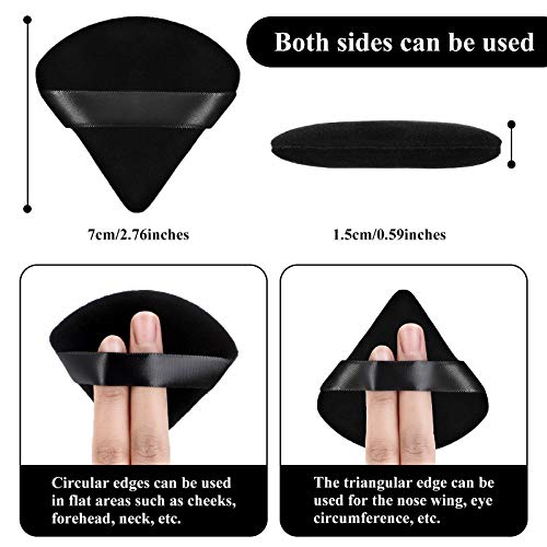 Fiber Triangular Makeup Puffs, 12 Pieces, Black, Soft Reusable Face Cosmetic Tools for Foundation, Powder, Blush, Concealer & More