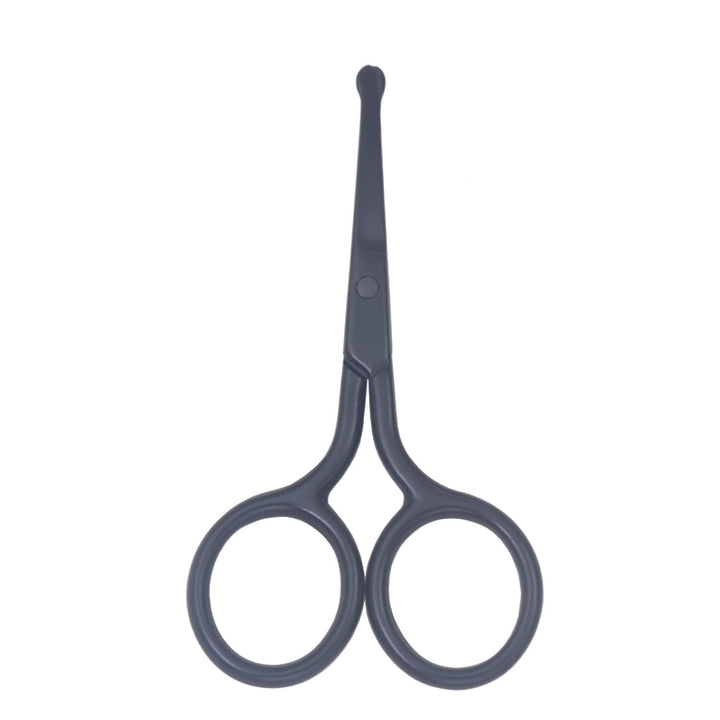 Curved Straight Rounded Blunt Facial Hair Scissors for Men - Mustache, Nose Hair & Beard Trimming Scissors, Safety Use for Eyebrows, Eyelashes, and Ear Hair (Black Safety Head)