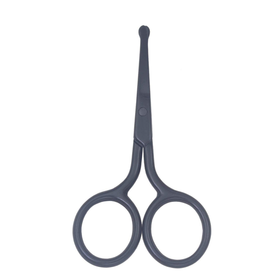 Curved Straight Rounded Blunt Facial Hair Scissors for Men - Mustache, Nose Hair & Beard Trimming Scissors, Safety Use for Eyebrows, Eyelashes, and Ear Hair (Black Safety Head)