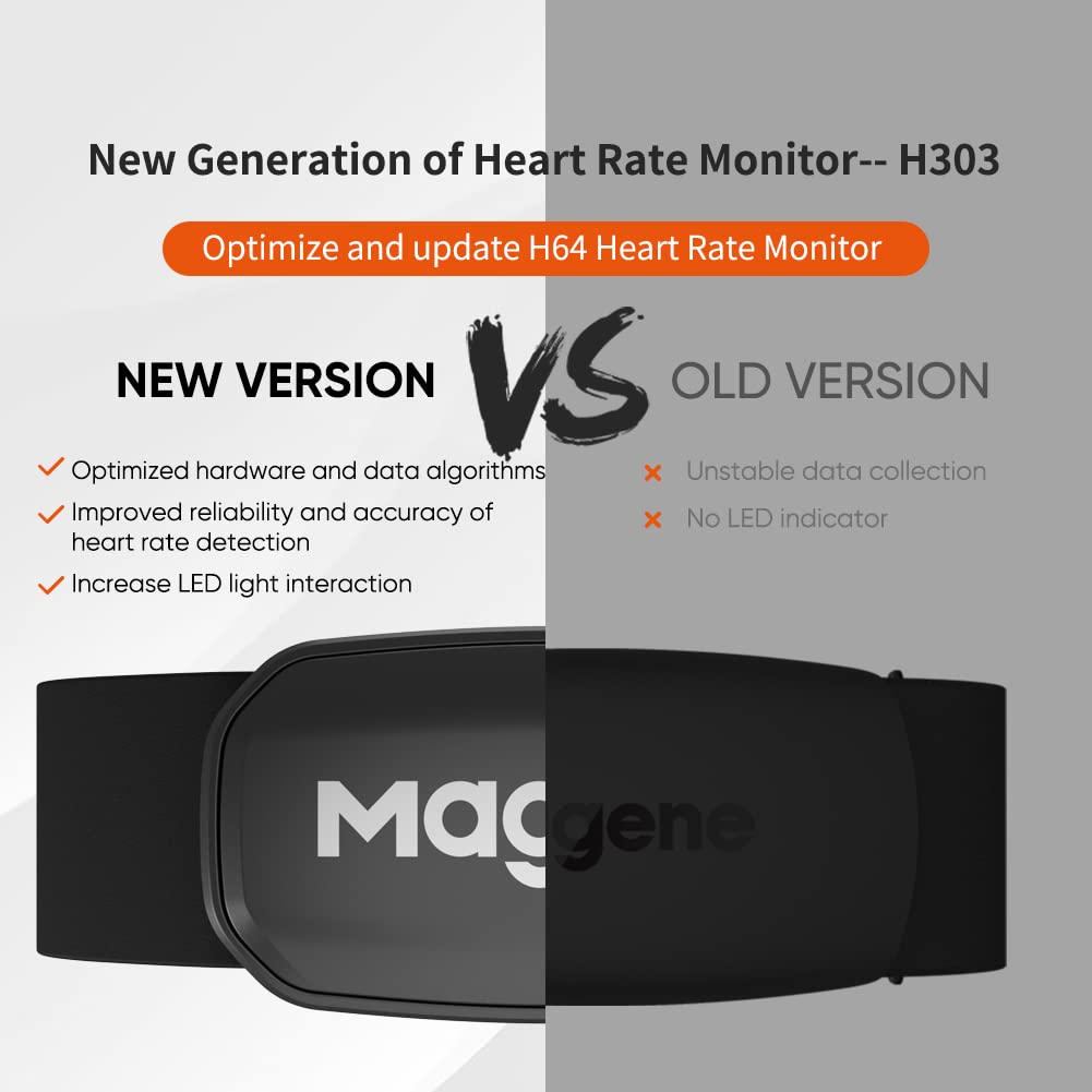 H303 Heart Rate Monitor, Heart Rate Sensor Chest Strap, Protocol ANT+/Bluetooth, Compatible with iOS/Android APPs