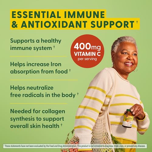 Ultra C 400 mg - Vegan Immune Support Supplement with Vitamin C, Made with Real Food Including Broccoli, Carrot, Cranberry & Brown Rice, Gluten-Free, Kosher - 90 Tablets, 90 Servings