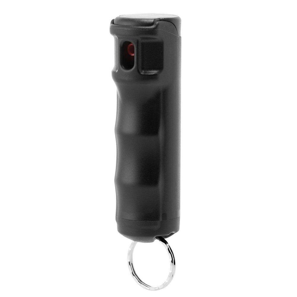 Brand Maximum Strength Pepper Spray with KeyGuard Hard Case (Black) – Accurate 10’ Powerful Pepper Spray, Flip Top Safety Cap, Leaves UV Dye on Skin – Great for Self-Defense, 11 Gram, (80391)