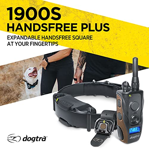 1900S HANDSFREE Plus Remote Dog Training E-Collar with Expandable HANDSFREE Square for Discreet Control Ergonomic Rechargeable 3/4-Mile Range Waterproof High-Output