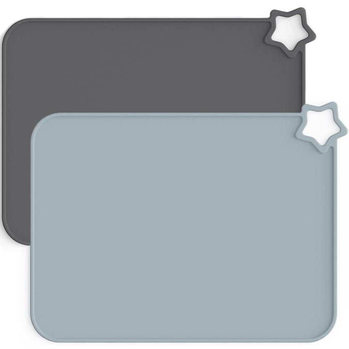 Silicone Placemats for Baby & Kid, Stain-Proof Non-Slip Toddler Food Mats Eating Table Mat with 2 Packs(Ether/Sage