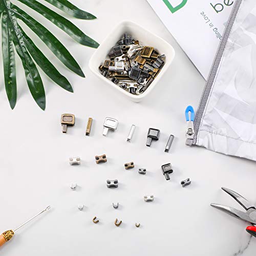 Metal Zipper Insertion Pin 4 Sizes Zipper Repair Kit Zipper Latch Slider Retainer for Jackets Coats 3 Colors DIY Sewing Replacement, Size of 3/5/8/10 (120 Pieces)