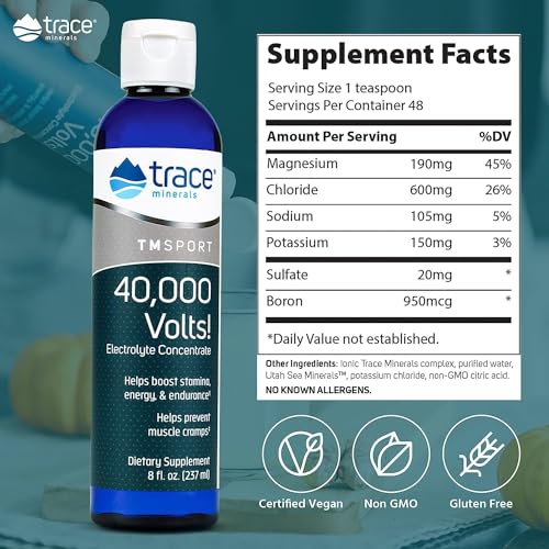 40,000 Volts - Concentrate Supplement Drops for Electrolyte Support - Support Muscle Health & Vitality - Workout Drink to Aid Hydration - 8 fl oz (48 Servings)