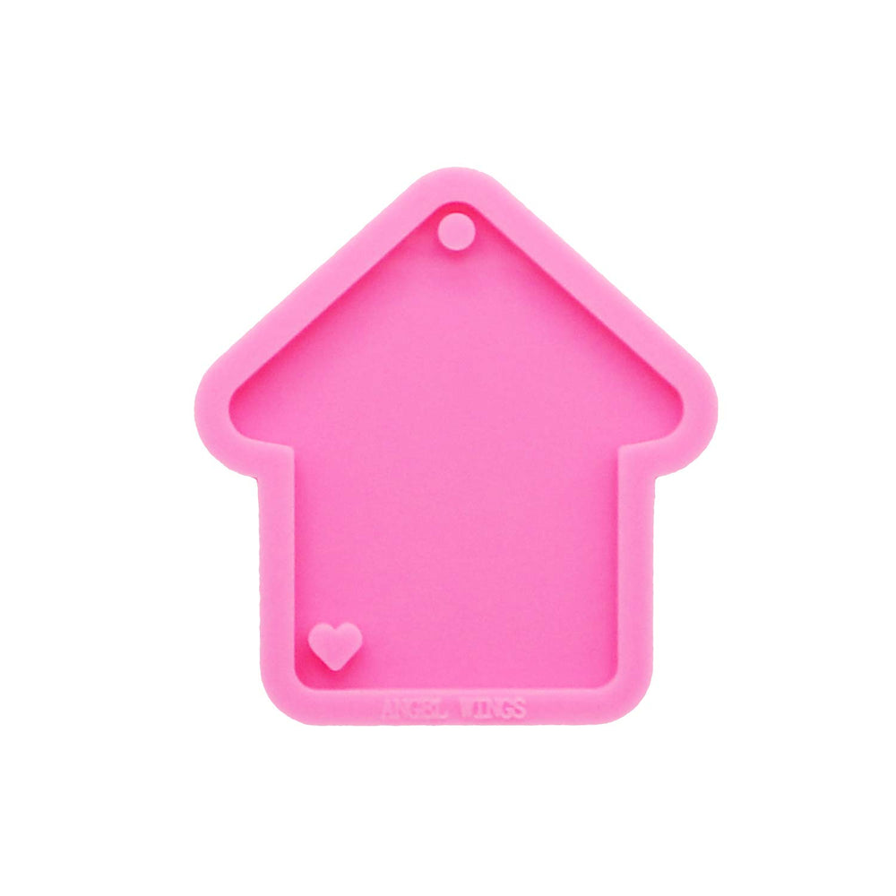 Shiny Glossy Christmas House Shape Resin Keychain Mold Epoxy Resin Silicone Molds Key Ring Pendant Molds Resin Home Decoration Mould for DIY Cute House Clay Mold Chocolate Fondant Molds