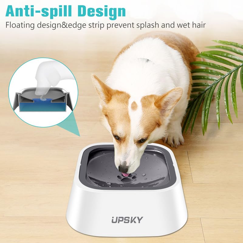 Dog Bowl Dog Water Bowl No Spill Pet Water Bowl No Drip Slow Water Feeder Dog Bowl No-Slip Pet Water Dispenser 35oz Slow Drinking Bowl for Dogs and Cats