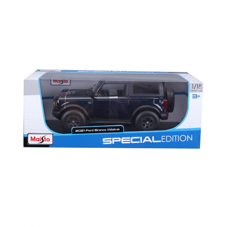 2021 Ford Bronco Wildtrak Dark Blue Metallic with Dark Gray Top Special Edition 1/18 Diecast Model Car