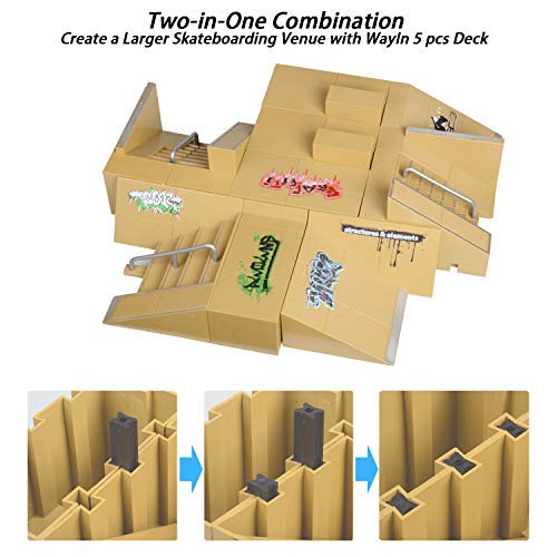 Fingerboard Skate Park Set 18 Pcs - Finger Skateboard Deck Ramp Set 8 Pieces Bigger & Mini Finger Toys Kit Handboards Scooter Skates Bike Caster Board Skateboards for Kids Gifts