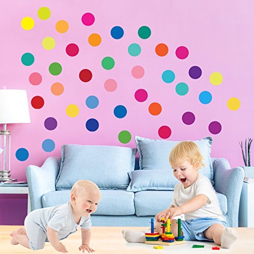 Wall Stickers for Bedroom Living Room, Polka Dot Wall Decals for Kids Boys and Girls, Multicolor 2inch (60 Circles)
