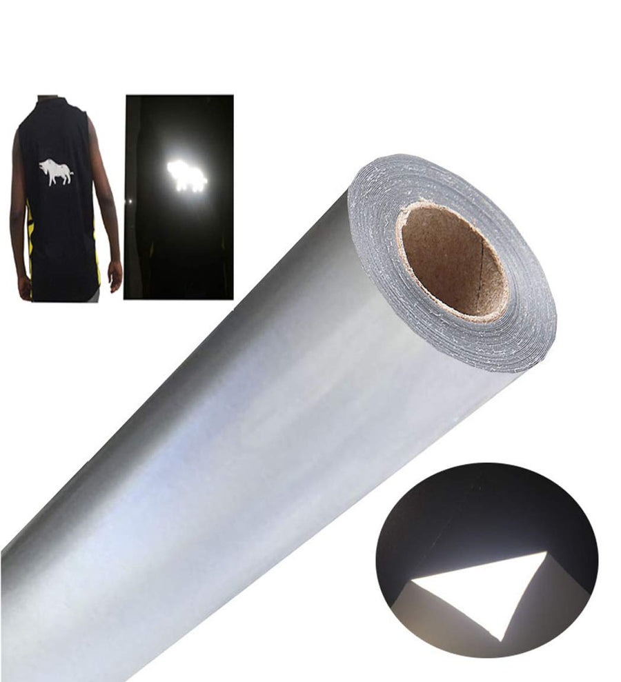 Heat Transfer Vinyl Reflective Light Gray HTV Roll, 12 x 10ft Reflective Iron on Vinyl for All Cutter Machine, Reflective HTV Vinyl for T-Shirts Easy to Cut & Weed for Heat Vinyl DIY Design