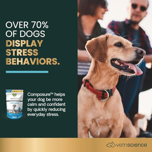 Calm & Confident Chews, Composure Clinically Tested Calming & Anxiety Supplement for Dogs, Reduce Stress & Fear, Ideal for Thunderstorms, Fireworks & Travel, Chicken, 60 Count