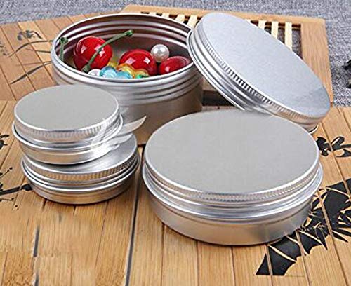 12PCS 20g Empty Refill Silver Aluminum Cosmetic Sample Packing Tins with Screw Lids Travel Round Storage Jar for Lip Balm DIY Candles Eye Shadow Powder