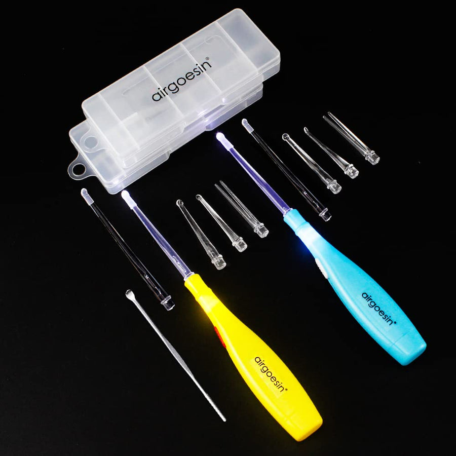 Airgoesin Long Tips Lighted Tonsil Stone Remove Tool for Tonsilloliths Pick Treatment Deluxe Kit Oral Cleaner