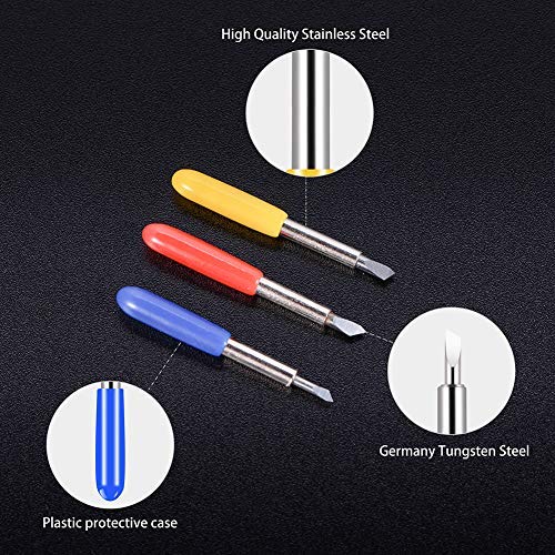 40Pcs Tungsten Steel Vinyl Cutter Blades Lettering Blade 30/45/60 Degree for Roland Cutting Plotter with 1 Knife Block, Black