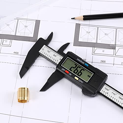 Electronic Digital Calipers, inch and Millimeter Conversion,LCD Screen displays 0-6 Caliper Measuring Tool, Automatic Shutdown, Suitable for DIY/Jewelry Measurement (New150mm Black Plastic)