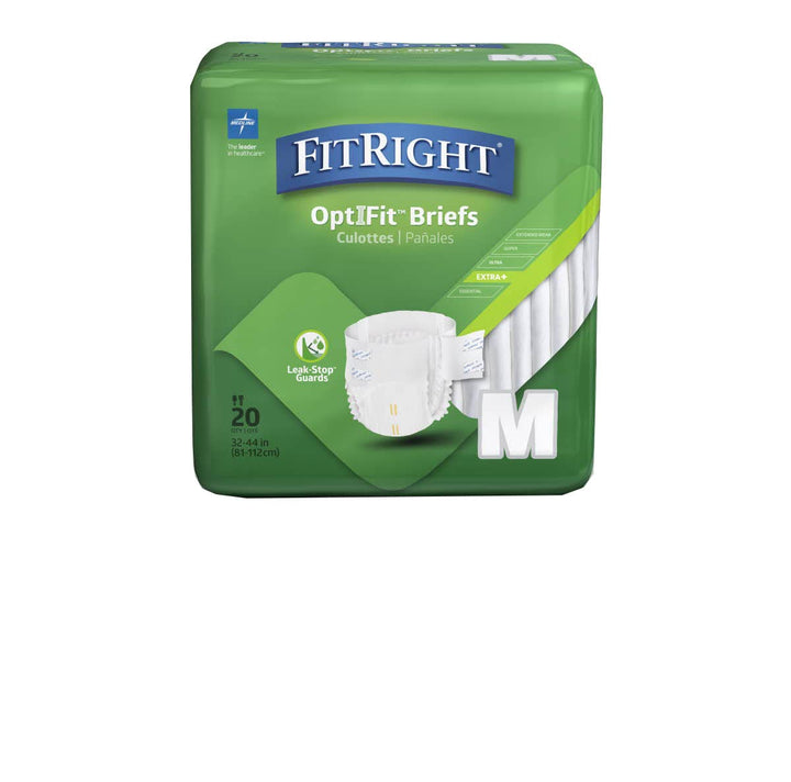FitRight Plus Adult Briefs with Tabs, Moderate Absorbency, Medium, 32-42, (Pack of 20)