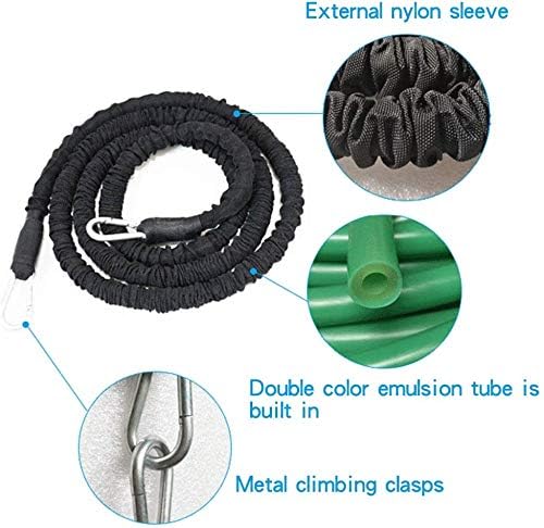 Dynamic Resistance Trainer Acceleration Speed Elastic Cord for Resistance Training to Improve Strength, Power, and Agility (Black-16.4ft Kit)