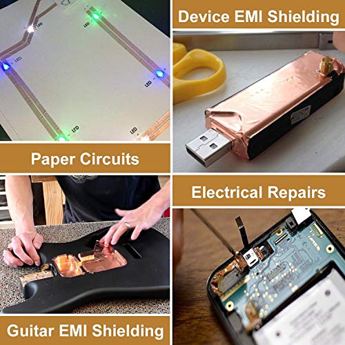 Copper Tape, Copper Foil Tape (3X 275) for Conductive Adhesive, Copper ShieldingTape for Guitars & EMI Shielding, Crafts, Electrical Repairs, Grounding