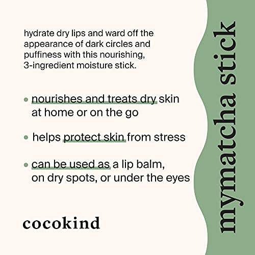 Mymatcha All-Over Moisture Stick, Lip Balm and Eye Cream for Dry Skin, With Organic Coconut Oil and Beeswax, Green Tea Mask Stick