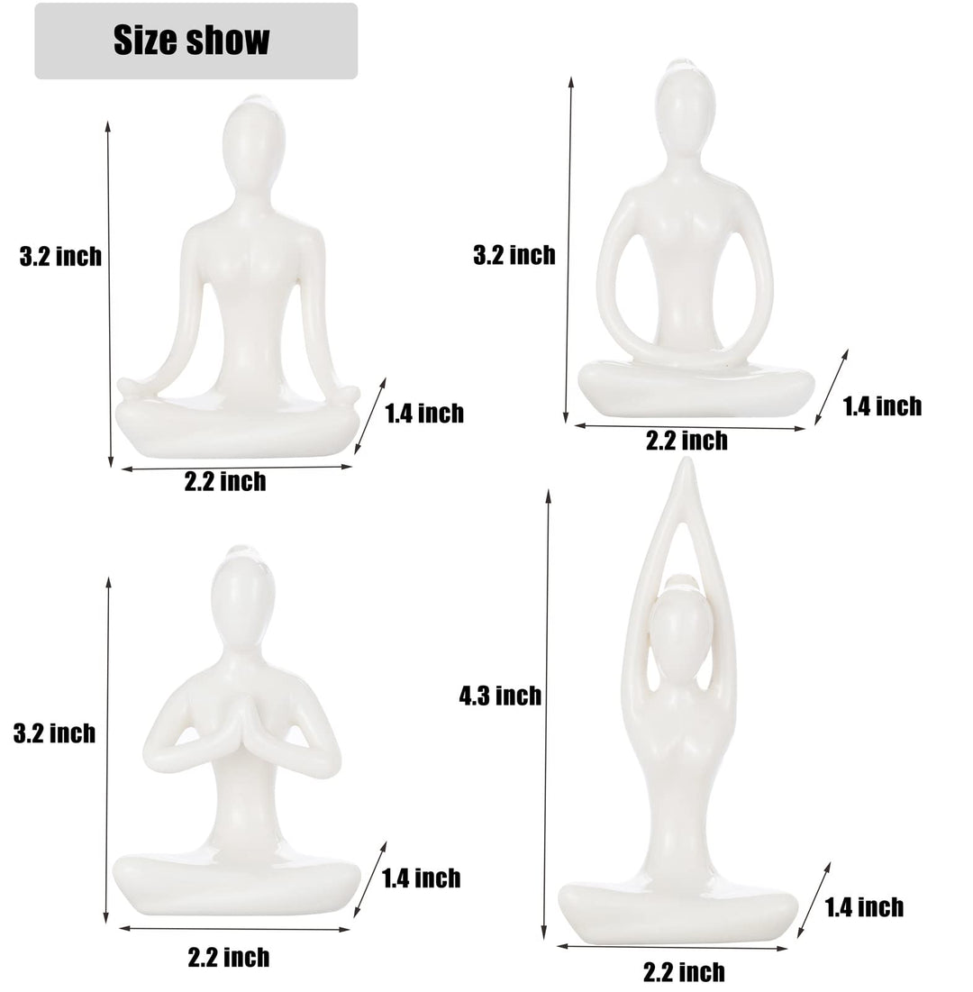 4pcs Yoga Statues Women Zen Decor Figurines Meditation Table Decoration Sculpture Spiritual Accents Shelf Decorations for Home Living Room Bedroom Office White