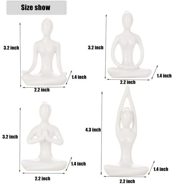 4pcs Yoga Statues Women Zen Decor Figurines Meditation Table Decoration Sculpture Spiritual Accents Shelf Decorations for Home Living Room Bedroom Office White