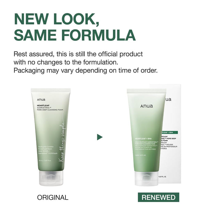 Heartleaf Quercetinol Pore Deep Cleansing Foam, Facial Cleanser, for Double Cleansing, BHA, Hyaluronic Acid, Glycerin, Face Wash, Blackhead Remover, Korean Skincare (150ml/5.07 fl.oz.)