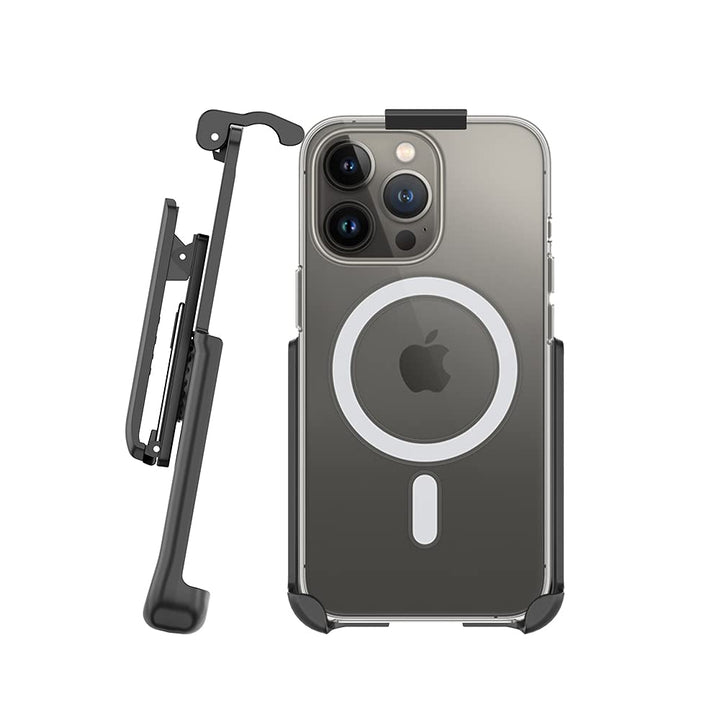 Belt Clip Holster Compatible with Apple Clear Case for iPhone 13 Pro Max with MagSafe - Features: Built in Kickstand (Holster Only, Case is NOT Included)