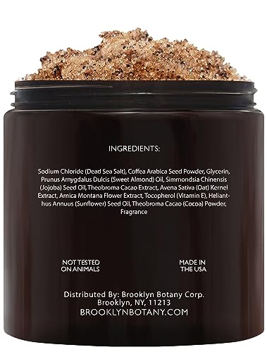 Dead Sea Salt and Arabica Coffee Body Scrub 10 oz - Moisturizing and Exfoliating Body, Face, Hand, Foot Scrub - Fights Stretch Marks, Fine Lines, Wrinkles - Great Gifts for Women & Men