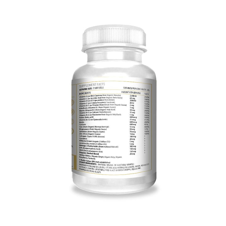 Organic Multivitamin for Women Age 80+ with 20+ Advanced Factors and Omega-3 – Non GMO, Made in USA, 90 Count