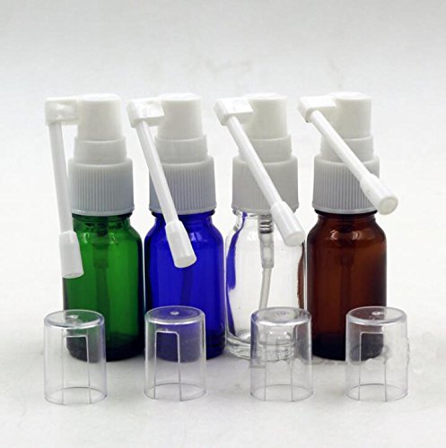 4PCS 10ML 0.34oz Brown Glass Empty Quality Standard 360 Degree Rotation Spray Bottles Atomizer Nasal Sprayer Container For Saline Water Medical Cleaning Wash​​ Dispensing​ Perfum