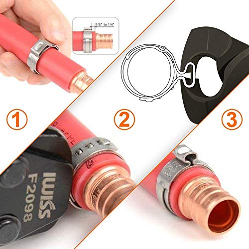 40Pcs 10.3mm-12.8mm Single Ear Hose Clamps 304 Stainless Steel PEX Cinch Clamps Stepless Cinch Crimp Rings Pinch Clamps for Pipe Fitting Connections