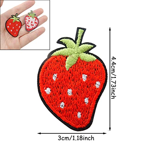 10pcs Funny Red Strawberry Appliques Decorative Patches Embroidered DIY Sew on/Iron on Patches for Shirts, Coats, Jackets, Backpacks, Hats, Jeans