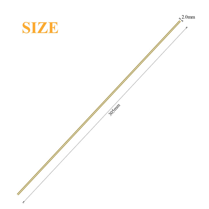 20 Pieces 2mm Brass Round Rods, Brass Solid Round Rod Lathe Bar Stock, 2mm in Diameter, 305mm in Length