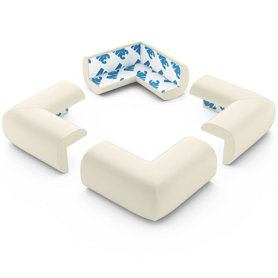 Foam Corner Covers Baby Safety - PreTaped Corner Protectors, Off White, 12 Pack, Small